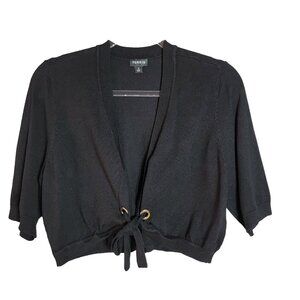 Torrid Black Crop Cardigan Sweater Plus Size 2X Short Sleeve Lightweight Stretch